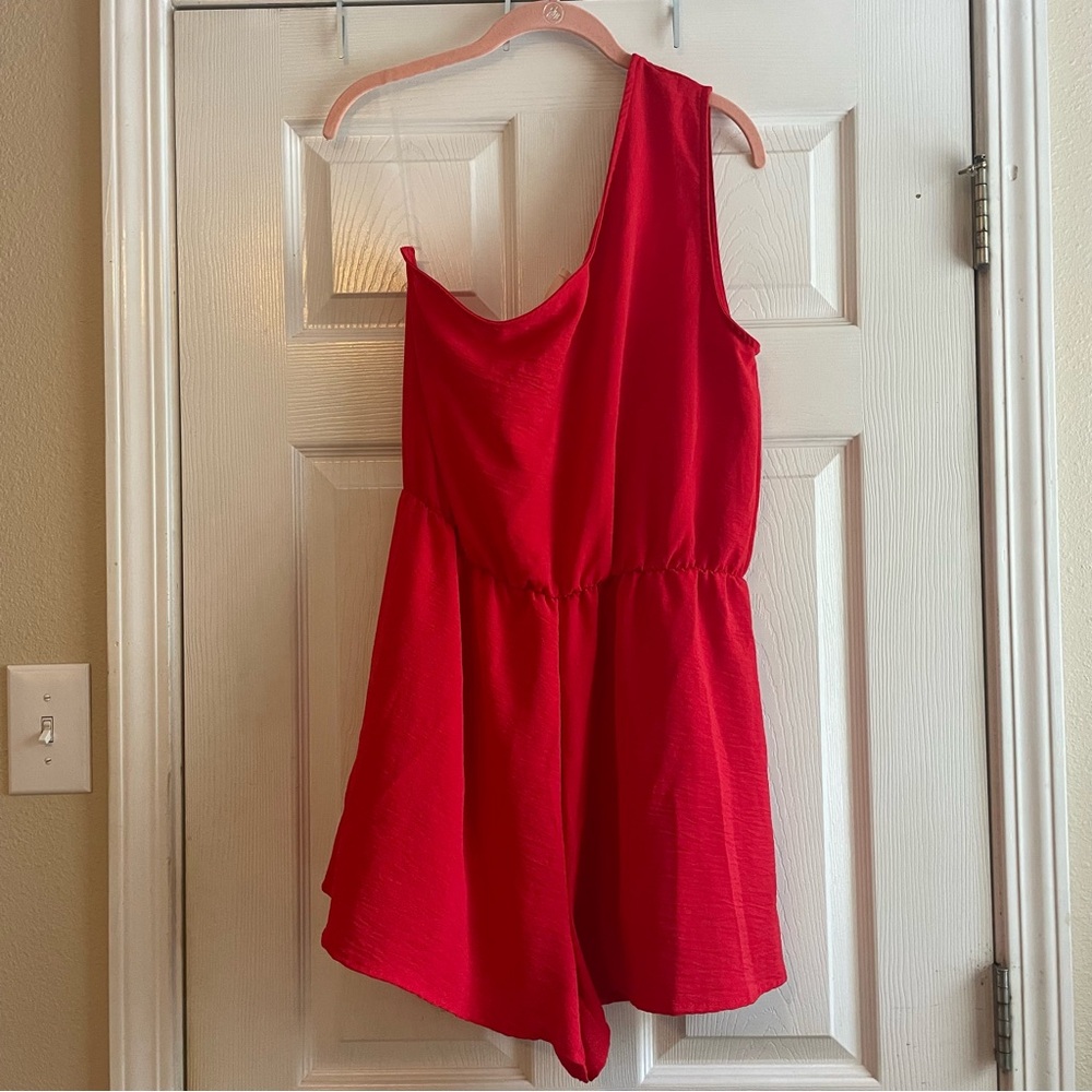 BiBi One-Shoulder Red Romper